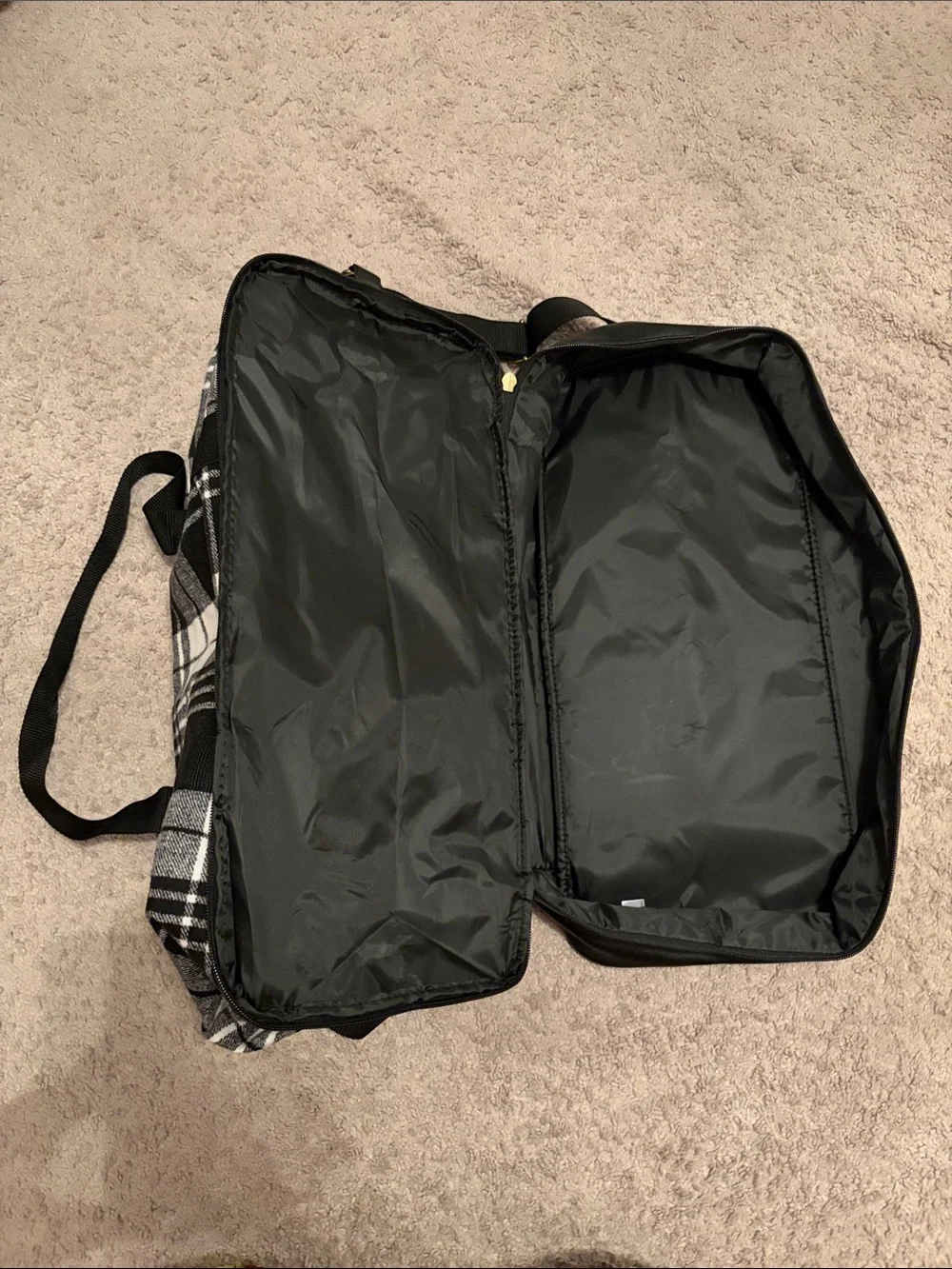 DSW Black & White Plaid Weekender Tote
